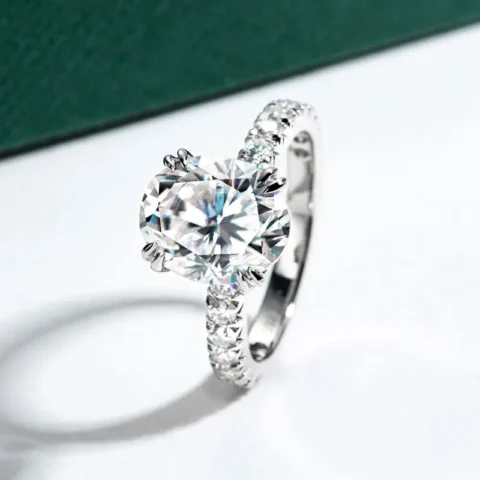 DEZO All Moissanite 5 ct Engagement Rings For Women Solid 925 Sterling Silver Oval Cut VVS1 D Color GRA Certificate